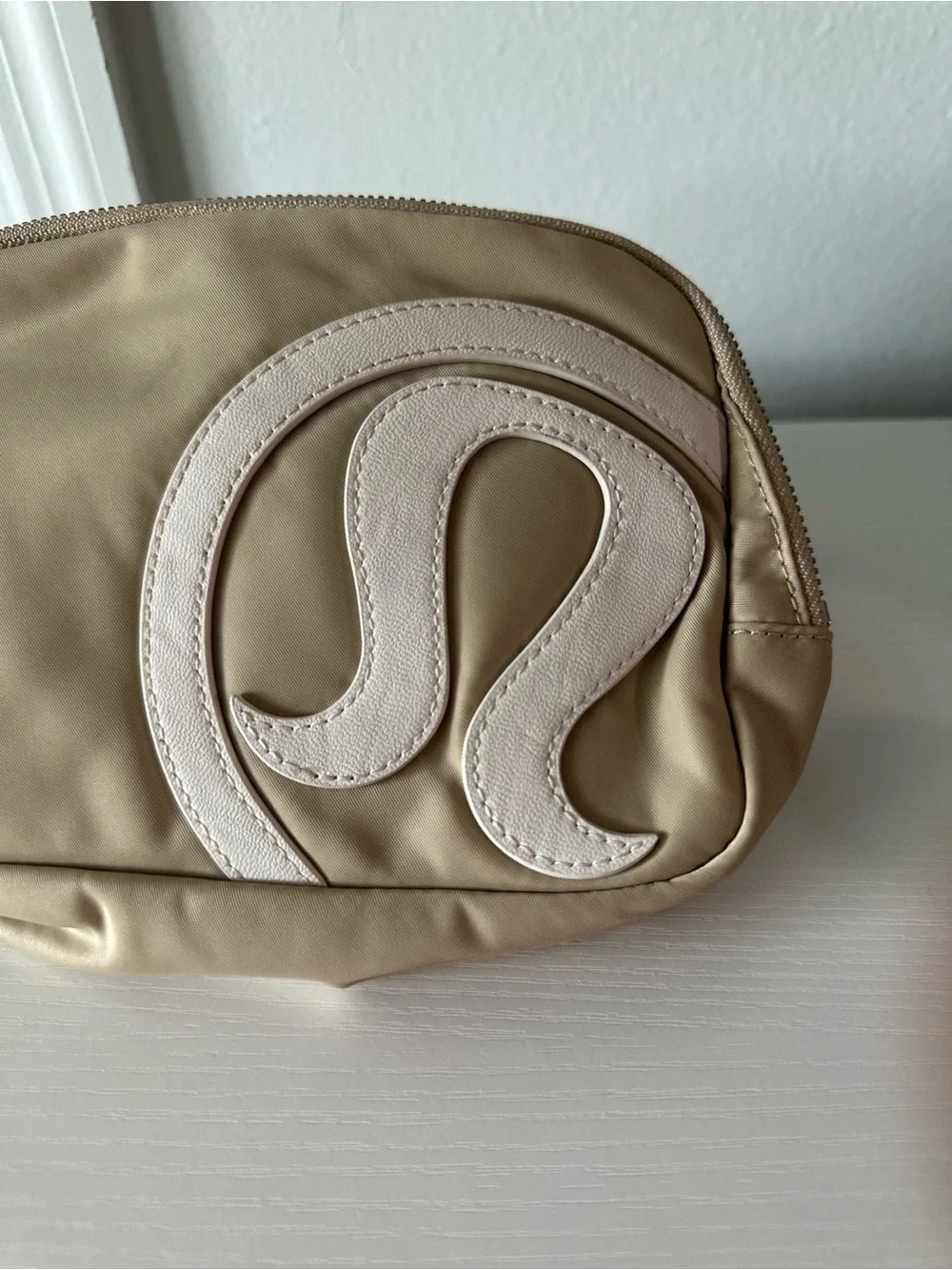 lululemon athletica Tan Cosmetic Pouch with Cream Logo